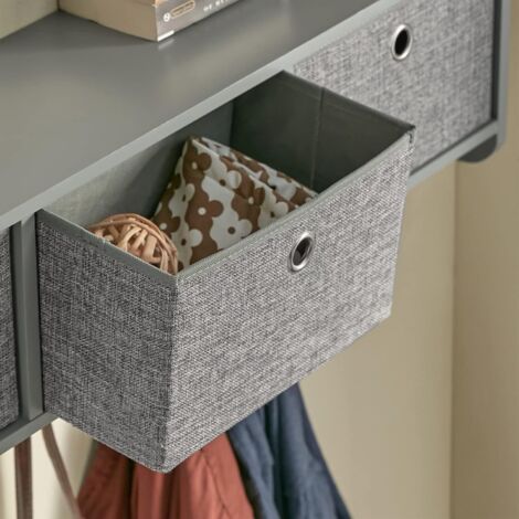 SoBuy Wall Coat Rack Wall Shelf Wall Storage Cabinet Unit with 3 Baskets 5 Hooks Grey,FRG282-HG