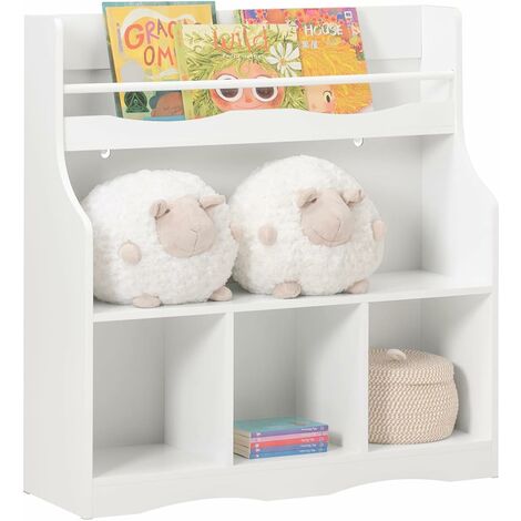 SoBuy Children Kids Bookcase Book Shelf Toy Shelf Storage Display Shelf with 1 Shelf and 4 Storage Compartments,KMB57-W
