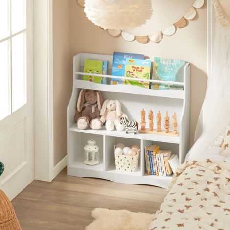 SoBuy Children Kids Bookcase Book Shelf Toy Shelf Storage Display Shelf with 1 Shelf and 4 Storage Compartments,KMB57-W