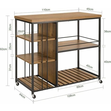 SoBuy Serving Trolley Kitchen Trolley Cart Mobile Trolley with 5 Shelves,SVW18-F