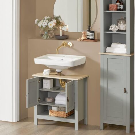 SoBuy Under Sink Cabinet Bathroom Vanity Unit Bathroom Storage Cabinet with Double Doors,BZR69-HG