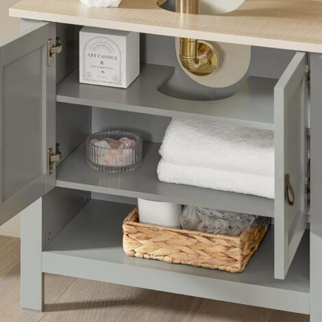 SoBuy Under Sink Cabinet Bathroom Vanity Unit Bathroom Storage Cabinet with Double Doors,BZR69-HG