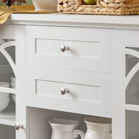 SoBuy Sideboard with 2 Glass Doors and 2 Drawers, Kitchen Dining Room Living Room Storage Cabinet Cupboard Sideboard,FSB79-W