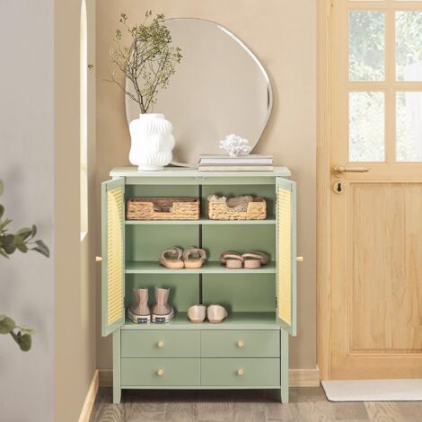 SoBuy Sideboard with 2 Doors and 4 Drawers, Hallway Shoe Cabinet Kitchen Dining Room Living Room Storage Cabinet Cupboard Sideboard,FSB72-GR