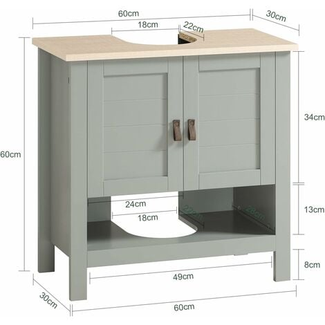 SoBuy Under Sink Cabinet Bathroom Vanity Unit Bathroom Storage Cabinet with Double Doors, Suitable for Pedestal Sinks,BZR69-II-HG