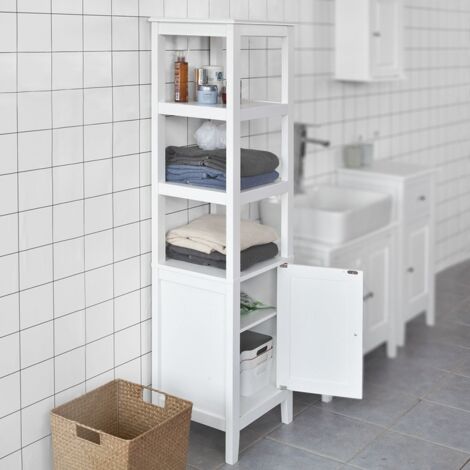 SoBuy Floor Standing Tall Boy Bathroom Storage Cabinet Unit, White ...