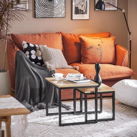 SoBuy Set of 2 Nesting Tables Side Table End Table, FBT42-N