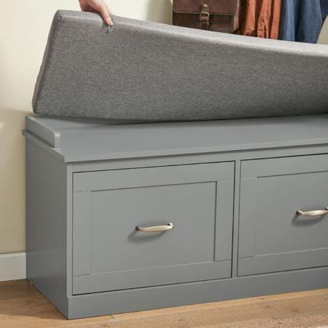 SoBuy Hallway Storage Bench Shoe Rack Shoe Cabinet with 2 Doors and Seat Cushion,FSR131-HG