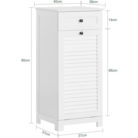 SoBuy Bathroom Laundry Basket Laundry Cabinet Bathroom Storage Cabinet with Drawer and Shutter Door,BZR73-W