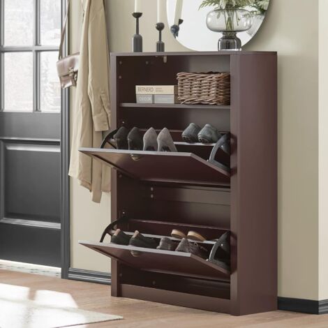 SoBuy Shoe Cabinet Shoe Rack Shoe Storage Cupboard Organizer Unit with 1 Storage Compartment and 2 Drawers,FSR87-BR