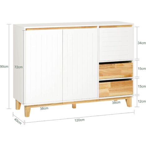 SoBuy Sideboard Storage Cabinet Cupboard, Kitchen Cabinet Dining Room Living Room Sideboard Cabinet Hall Cabinet,FSB75-WN