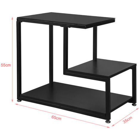 SoBuy Glass Top Side Coffee Table with Storage Shelf Black FBT65-SCH