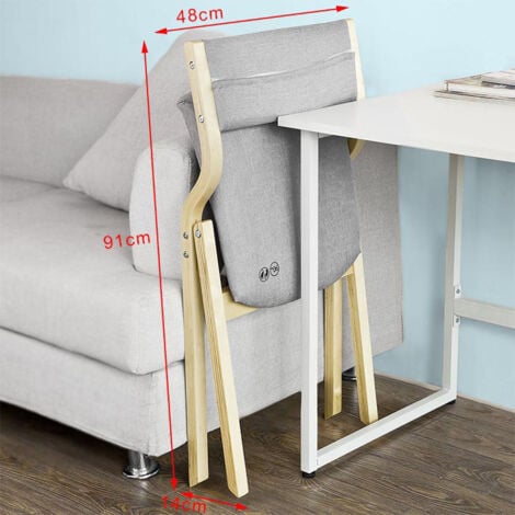 SoBuy Wooden Padded Folding Dining Chair Office chair, Light Grey,FST40-HG