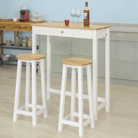 SoBuy 3 PCS Kitchen Breakfast Dining Bar Set-1 Table and 2 Stools,FWT50-WN