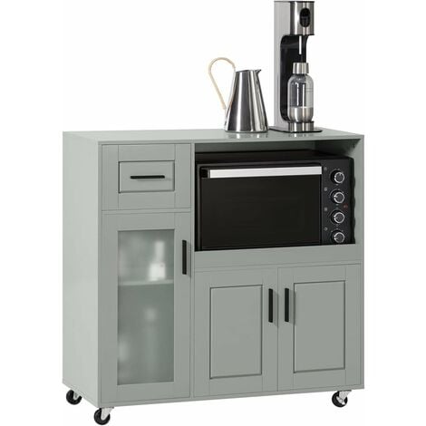 SoBuy Sideboard Microwave Cabinet Kitchen Cupboard on Wheels,FSB78-HG