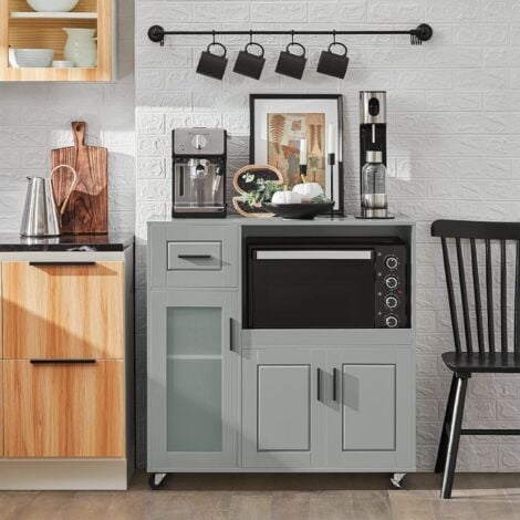 SoBuy Sideboard Microwave Cabinet Kitchen Cupboard on Wheels,FSB78-HG