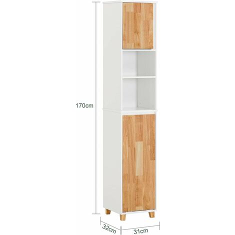 SoBuy Bathroom Tall Cabinet Cupboard with Laundry Basket,BZR74-W