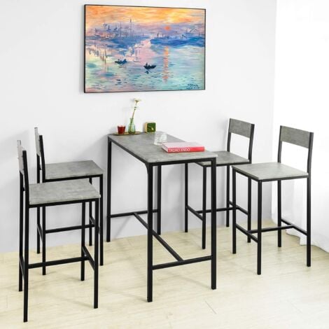 SoBuy Bar Set-1 Bar Table and 4 Stools Breakfast Bar Set Dining Set,OGT14-HG