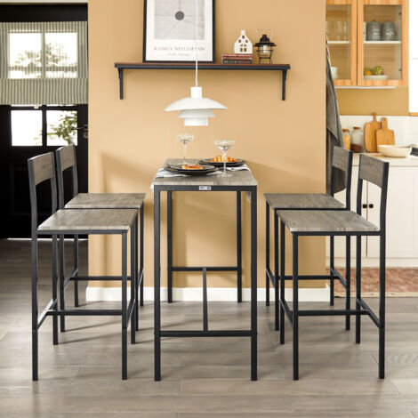 SoBuy Bar Set-1 Bar Table and 4 Stools, Home Kitchen Breakfast Bar Set ...