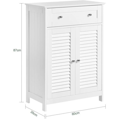 SoBuy White Storage Cabinet Cupboard with Drawer and Shutter Doors,FRG238-W