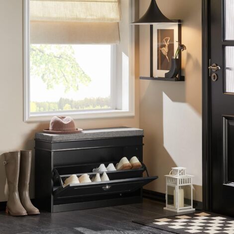 SoBuy Hallway Shoe Bench Shoe Rack Shoe Cabinet Black,FSR82-L-SCH