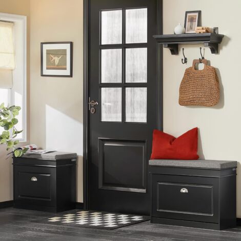 SoBuy Hallway Shoe Bench Shoe Rack Shoe Cabinet Black,FSR82-L-SCH
