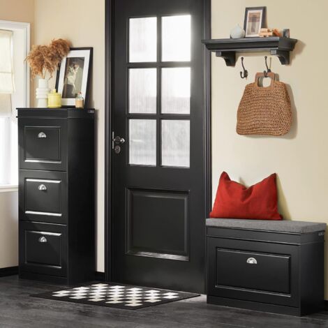 SoBuy Hallway Shoe Bench Shoe Rack Shoe Cabinet Black,FSR82-L-SCH