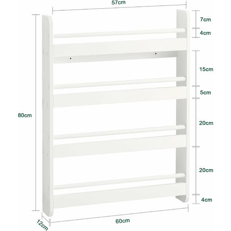 SoBuy Wall White Wood 4 Tiers Kids Storage Shelving Bookcase Rack KMB08-K-W