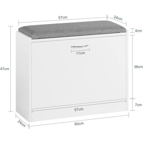 SoBuy Shoe Bench Shoe Rack with Flip-drawer,FSR16-K-W
