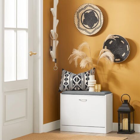 SoBuy Shoe Bench Shoe Rack with Flip-drawer,FSR16-K-W