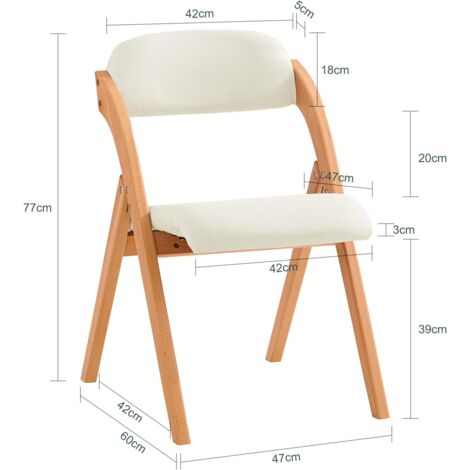 SoBuy Folding Chair Wooden Padded Folding Kitchen Dining Chair Office Chair Desk Chair,FST92-W