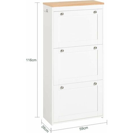 SoBuy 3 Drawers Shoe Storage Cupboard Organizer,FSR144-WN