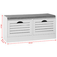 SoBuy Hallway Padded Shoe Storage Bench Cabinet with 2 Flip-drawers FSR62-W
