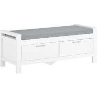 SoBuy 2 Drawers Shoe Bench Shoe Rack Shoe Cabinet Hallway Storage Bench with Seat Cushion,FSR74-W