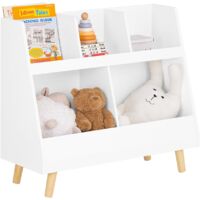 White Shelf with 4 Garment Hooks Childrens Wardrobe with 4 Colorful Folding Boxes Size: ca 28 x 61 x 16 cm Relaxdays Albus Kids Wall Storage Unit