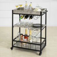 SoBuy Modern Design 3 Tiers Kitchen Trolley Serving Trolley with Wine ...