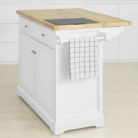 Promotion!! SoBuy Extendable Kitchen Storage Trolley Kitchen Island with Rubber Wood & Marble Top，FKW84-WN