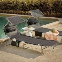 SoBuy Outdoor Garden Beach Folding Chair Sun Lounger with Adjustable Sun Shade and Backrest,OGS48-SCH