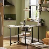 SoBuy Modern Industrial Design Folding Dining Table with 3 Shelves,FWT62-N