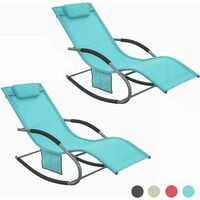 SoBuy Set of 2 Sun Loungers and Recliners with Side Bag,Blue, OGS28-HBx2