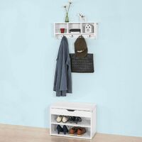 SoBuy Hallway Furniture Set,Shoe Storage Bench and Wall Cabinet Rack,FSR25-W+FRG48-W
