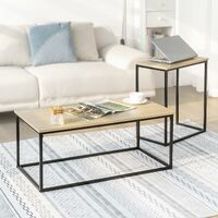 SoBuy Set of 2 Industrial Style Side Tables End Tables Nesting Tables Coffee Table, FBT108-N
