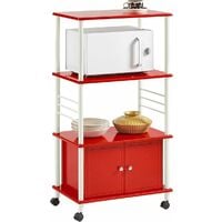 SoBuy Kitchen Storage Cabinet, Kitchen Cart, Microwave Shelf, FRG12-R, Red