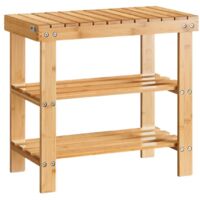 SoBuy Bamboo Shoe Rack with Seat on Top, Bathroom Shelf, L50cm, FSR02-K-N