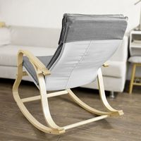 SoBuy® Wooden Rocking Chair Reclining Relax Armchair Grey Grey UK FST15-DG 
