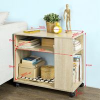 SoBuy Movable Storage Side Table with 2 Tiers Bookcase,FBT34-N