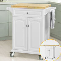 SoBuy Elegant Kitchen Trolley Kitchen Island Kitchen Cabinet with Extendable Worktop,FKW36-WN