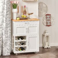 Promotion!!SoBuy Kitchen Storage Trolley Cart With Wheels 3 drawers and Rubber Wood Worktop,FKW45-WN