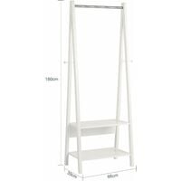 SoBuy White Modern Clothes Rail Stand Rack with Two Storage Shelves, FRG59-W