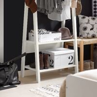 SoBuy White Modern Clothes Rail Stand Rack with Two Storage Shelves, FRG59-W